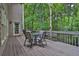 Spacious wooden deck with outdoor seating, perfect for enjoying the serene wooded surroundings and fresh air at 747 Mill Rock St, Lawrenceville, GA 30044
