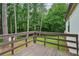 Wooden back deck overlooking a private backyard with mature trees at 232 Apple Branch Dr, Woodstock, GA 30188