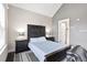 Cozy bedroom featuring a bed, an accent wall, and lots of natural light at 411 Ridgeway Ln, Canton, GA 30114