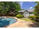 Backyard view of the in-ground pool, patio, and screened porch at 6275 Cheatham Lake Nw Dr, Acworth, GA 30101