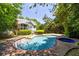 Landscaped backyard featuring an in-ground pool and spa surrounded by lush greenery at 6275 Cheatham Lake Nw Dr, Acworth, GA 30101