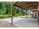 Townhome backyard features a covered patio with a view of the wooded backyard at 1744 Habershal Nw Dr, Atlanta, GA 30318