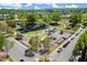 Aerial view of the community park, complete with a playground, pond, and common areas at 1744 Habershal Nw Rd, Atlanta, GA 30318
