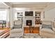 Cozy living area with hardwood floors, fireplace, built-in bookshelves and comfortable upholstered chairs at 1082 Greenbriar Cir, Decatur, GA 30033