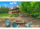 Backyard with a stone fire pit and seating area perfect for outdoor entertaining at 5765 Riley Rd, Cumming, GA 30028
