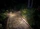 Charming stone pathway illuminated with landscape lighting enhancing evening ambiance and curb appeal at 5765 Riley Rd, Cumming, GA 30028