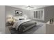 Comfortable bedroom features a large window, neutral paint, ceiling fan and stylish decor at 5040 Harrington Rd, Johns Creek, GA 30022
