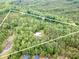 Aerial view of the property, showcasing its secluded location surrounded by dense trees and natural landscape at 379 Bohannon Rd, Grantville, GA 30220