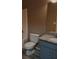 A well-lit bathroom featuring a toilet, shower and a vanity with a grey countertop at 5517 Rock Shoals Way, Atlanta, GA 30349