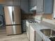 Kitchen with stainless steel appliances, granite counters, and light grey cabinets at 5517 Rock Shoals Way, Atlanta, GA 30349
