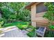 Lush backyard with mature trees, green lawn, and a tranquil seating area at 1146 Cumberland Ne Rd, Atlanta, GA 30306