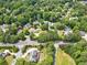 Neighborhood aerial shot of lush canopy of trees with sidewalks and winding streets at 125 Savannah Estates Dr, Atlanta, GA 30350