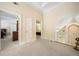 View of the carpeted hallway upstairs with doors leading to the bedroom at 125 Savannah Estates Dr, Atlanta, GA 30350