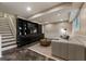 Finished basement with built-in shelves, a sectional sofa, and recessed lighting at 4243 Mcclatchey Ne Cir, Atlanta, GA 30342