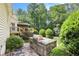 Beautiful backyard with a stone outdoor kitchen, perfect for entertaining and outdoor cooking at 106 Waterford Place Pl, Acworth, GA 30101
