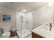 Contemporary bathroom featuring a glass shower and modern fixtures at 311 Rolling Rock Se Rd, Marietta, GA 30067