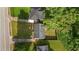 Aerial view shows the home's backyard and proximity to the road at 2677 Tilson Rd, Decatur, GA 30032