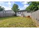 Fenced backyard with grassy lawn and access to the back of the home at 2677 Tilson Rd, Decatur, GA 30032