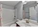 Bathroom featuring a single vanity and mirror, and a shower with a curtain at 3351 Vintage Se Cir, Smyrna, GA 30080