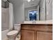 Cozy bathroom featuring a shower-tub combination, vanity with storage and framed mirror at 3351 Vintage Se Cir, Smyrna, GA 30080