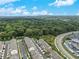 Aerial view of the neighborhood, showcasing the tree line, parking, and proximity to the city at 416 Montclair Ct, Woodstock, GA 30188