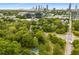 Aerial shot showcasing the neighborhood, parks, and city skyline views at 819 Belgrade Ne Ave, Atlanta, GA 30306