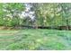 Lush backyard featuring mature trees and a wooden fence at 1400 Scenic Brook Sw Trl, Conyers, GA 30094