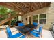 Under deck view of the patio with an outdoor dining set with backyard views at 200 Glenview Ct, Woodstock, GA 30188