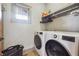 Well-lit laundry room with modern washer and dryer units, open shelving and gray trim, providing a functional space at 1802 Dekalb Ne Ave, Atlanta, GA 30307