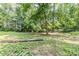 Large backyard surrounded by trees offers space and privacy at 3120 Westwood Dr, Acworth, GA 30102