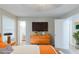 Staged main bedroom with an ensuite bathroom and modern furnishings at 3120 Westwood Dr, Acworth, GA 30102
