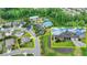 An aerial shot showcases the property's location near community amenities like a pool and tennis courts at 7470 Oldbury Pl, Cumming, GA 30040