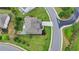 Aerial view of home with well-maintained landscaping, a long driveway, and lush green lawn at 7470 Oldbury Pl, Cumming, GA 30040