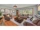 Cozy living room with hardwood floors, large windows, and comfortable leather furniture at 2320 Tilson Cir, Decatur, GA 30032