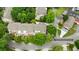 This aerial view showcases a townhouse complex with mature trees, well-maintained landscaping, and visible street address at 1354 Fernwood Ne Cir, Brookhaven, GA 30319