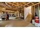 Unfinished basement with exposed ceiling and wooden stairs, great for renovation projects at 3227 Collier Gate Se Ct, Smyrna, GA 30080