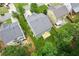 Aerial view of the home showing a well-maintained lawn and small deck at 5655 Stevehaven Ln, Cumming, GA 30028