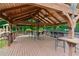 Outdoor covered deck with tables and chairs, perfect for community gatherings at 5655 Stevehaven Ln, Cumming, GA 30028