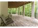 This expansive covered patio is perfect for enjoying the outdoors and watching the scenic forest area at 8470 Lazy Oaks Ct, Atlanta, GA 30350