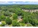 An aerial view highlights a beautiful home with a private pool oasis, surrounded by mature trees at 1713 Dudley Dr, Woodstock, GA 30188