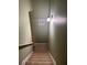 Carpeted stairway with overhead lighting, needs cleaning at 384 Daniel Mill Xing, Villa Rica, GA 30180