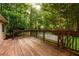 The wooden deck offers a great view of the yard and surrounding nature at 4324 Japonica Sw Ct, Lilburn, GA 30047