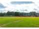 Well-maintained baseball field with green grass, clay infield, and backstop netting at 4408 Brandon Ne Ct, Marietta, GA 30066