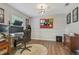 Office space featuring modern lighting, a stylish desk, and decor art at 604 Continental Dr, Lawrenceville, GA 30044