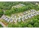 Aerial view of the neighborhood surrounded by lush greenery and community pool and tennis courts at 6360 Boulder Rdg, Cumming, GA 30028