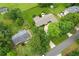 Aerial view of a home on a large lot with mature trees and a circular driveway at 2055 Cactus Ln, Cumming, GA 30040