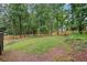 Large backyard with lush green grass surrounded by tall trees and a wood fence at 2745 Saxon Drive, Duluth, GA 30096