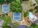 Aerial view showcasing community amenities including tennis courts, basketball court, pool, and playground at 4715 Northridge Dr, Cumming, GA 30040