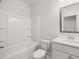 Clean bathroom with a tub-shower combo, white fixtures, and a vanity with a sink at 7171 Linden Dr, South Fulton, GA 30349