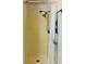 Shower with adjustable shower head and white and blue shower curtain at 225 Magnolia Tree Ct, Johns Creek, GA 30022